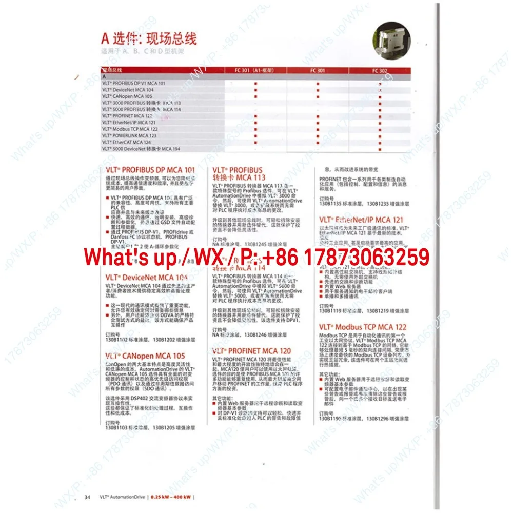MCA120 (130B1235) high-end inverter, dedicated dual-port Profinet IO communication module,