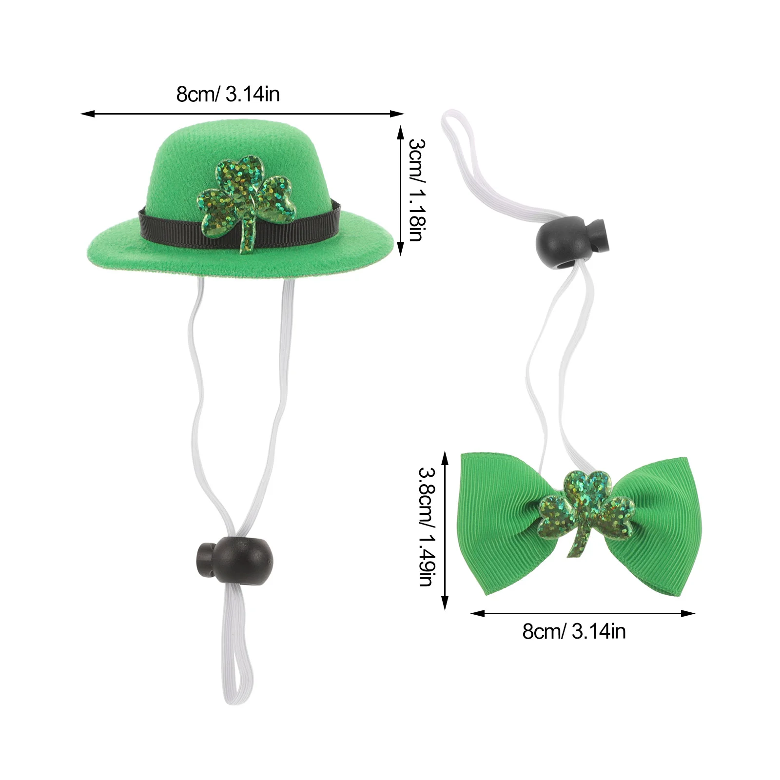 Fantasia de trevo de poliéster para animais de estimação, chapéu, gravata, coleira, dia de St Patrick, cachorro, gato, roupa superior, roupas de arco, acessórios fofos, festa irlandesa