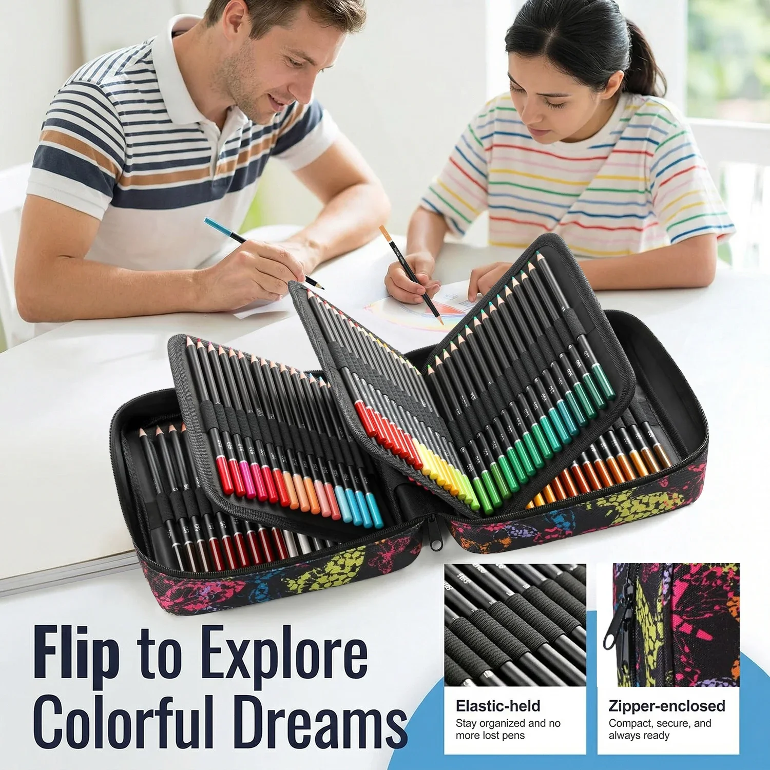 

Набор цветных карандашей 72/120 штук с портативным футляром на молнии, на масляной основе, с мягким грифелем, профессиональные художественные принадлежности для взрослых и художников