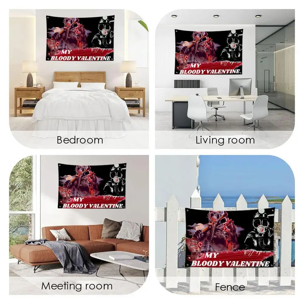 MY B-bLOODY VALENTINE Flags 3x5 Ft custom Banner for Garage Door room decor Wall Out Decoration With Metal buckle