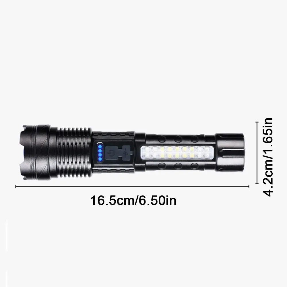 Super Bright Strong LED Flashlight Zoomable Rechargeable Handheld Torch Durable Multifunctional Work Flashlight Emergency