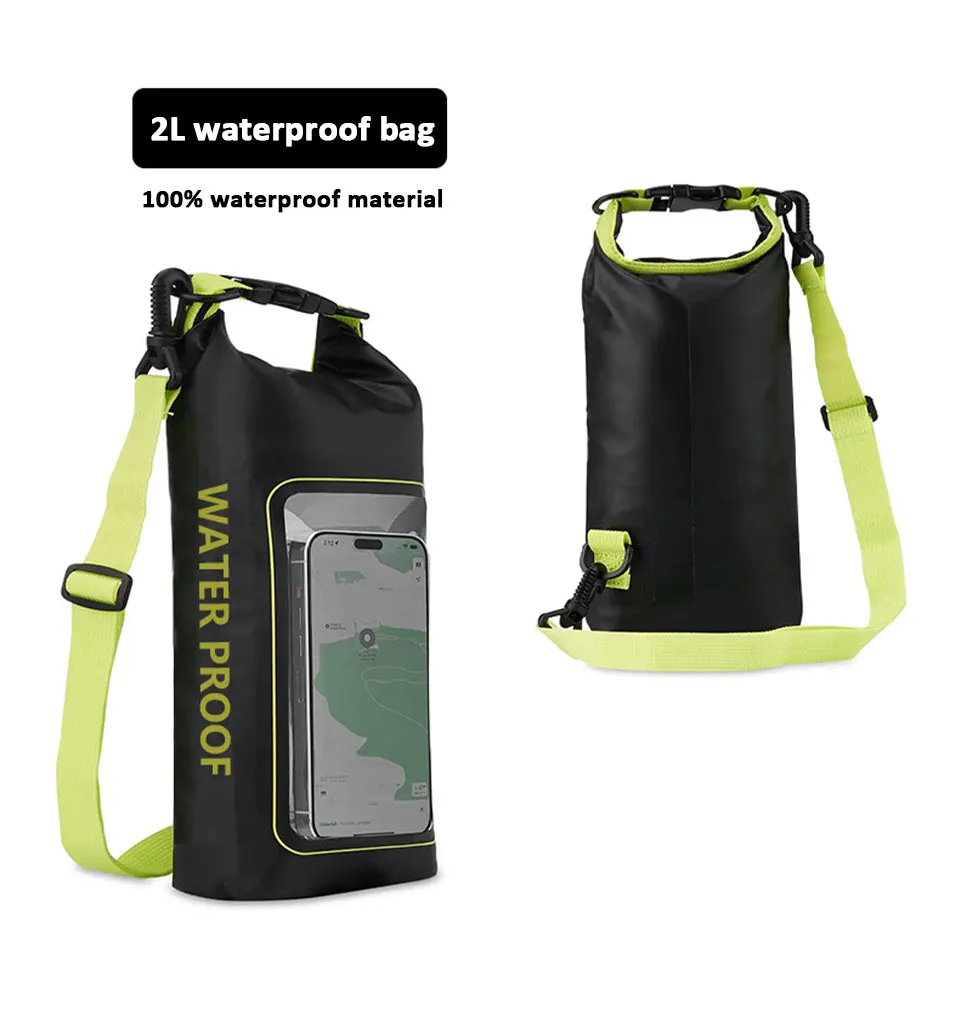 2L/5L Wasserdichte Trockentasche mit Touchscreen, Schwimmen, wasserdichte PVC-Tasche, Rafting, schwimmende Outdoor-Sporttasche, Aufbewahrungstasche für Surfbrett und Kajak – Detail 11