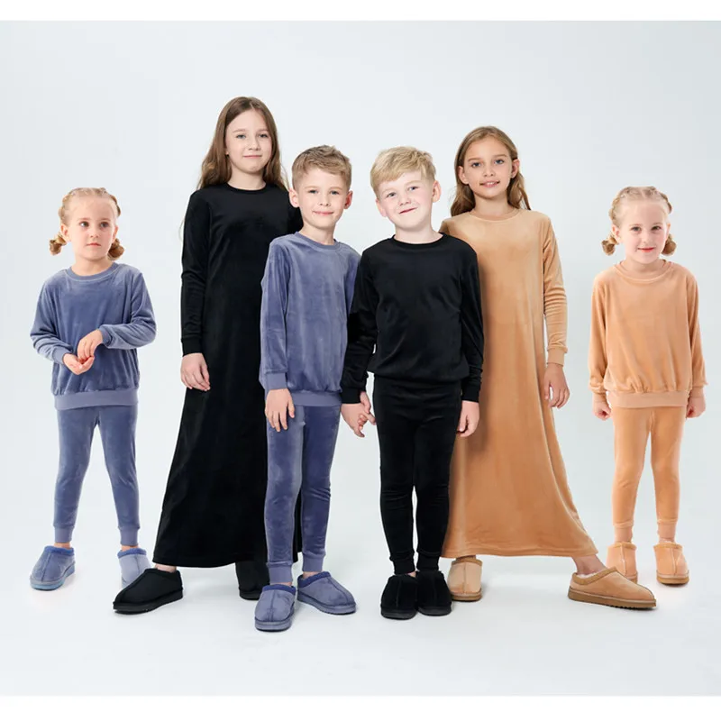 AP velour-Conjunto de vestido y pelele a juego para la familia, ropa de terciopelo informal para niños, bebés, adolescentes, niñas, Otoño e Invierno