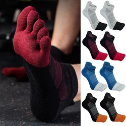 Sport Toe Ankle Socks Man Cotton Patchwork Mesh Sweat-Absorbing Fitness Outdoor Bike Run 5 Finger Travel Boat Socks 4 Seasons