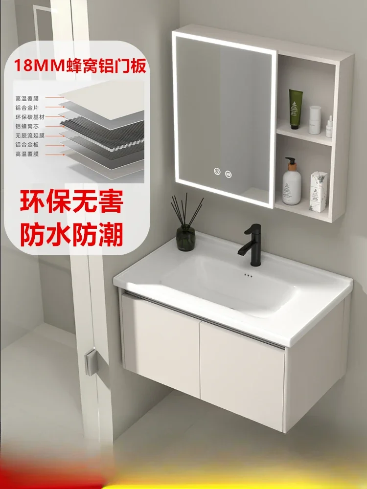 

Aluminum alloy bathroom cabinet ceramic washstand hand washbasin cabinet combination