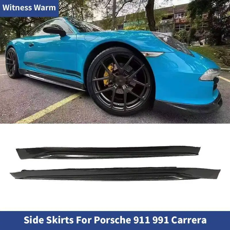 Jupe d'extension de pare-chocs latéral en Fiber de carbone véritable/FRP, pour Porsche 911 991 Carrera/Carrera S 2012 2013 2014 2015 991.1, jupes latérales