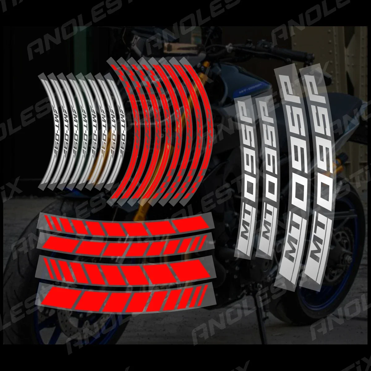 AnoleStix Reflective Motorcycle Wheel Sticker Hub Decal Rim Stripe Tape For YAMAHA MT09 SP