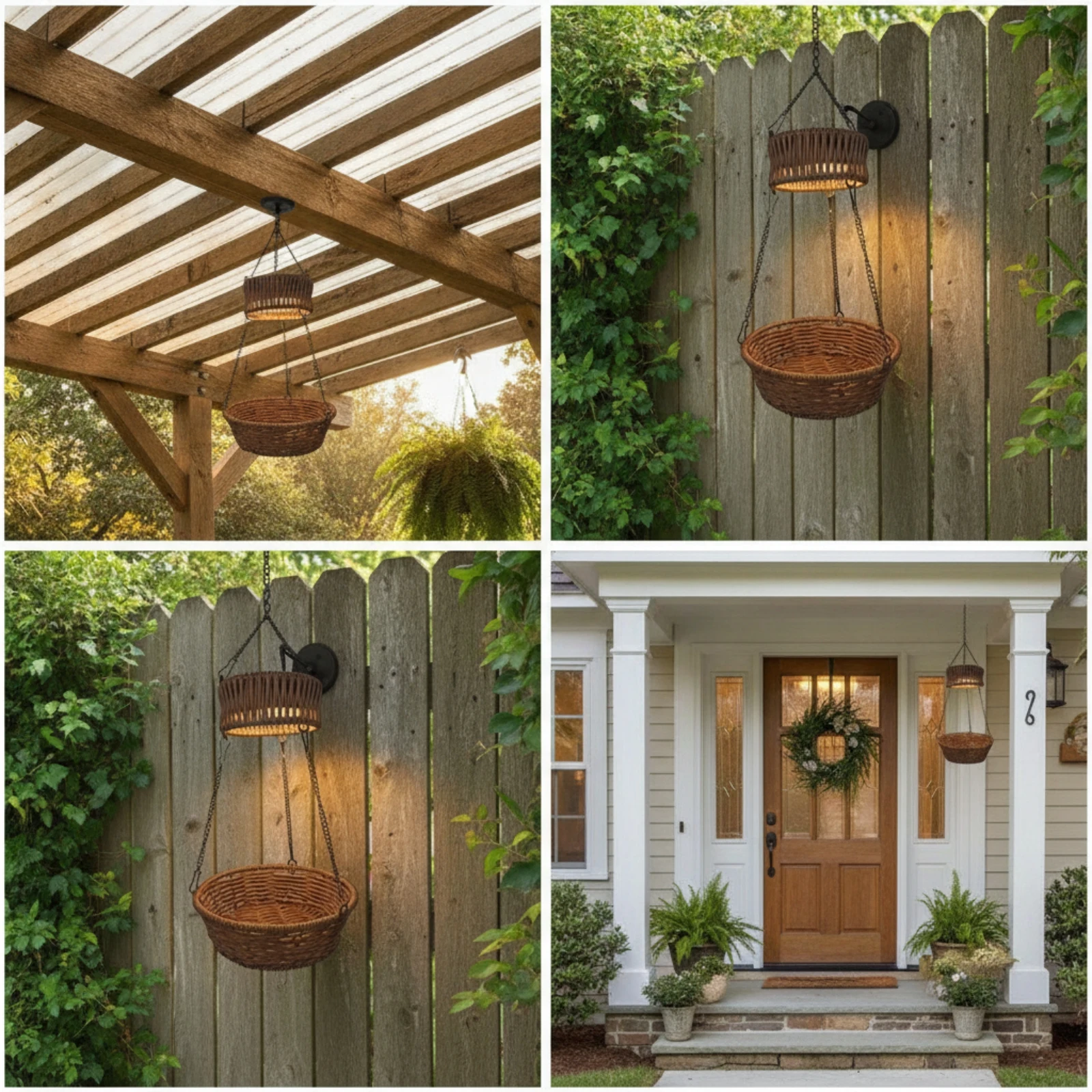 Solar Hanging Lantern Cordless Hanging Solar Lantern Basket Light with Metal Chain Energy-Saving Soft Glow for Garden, Patio