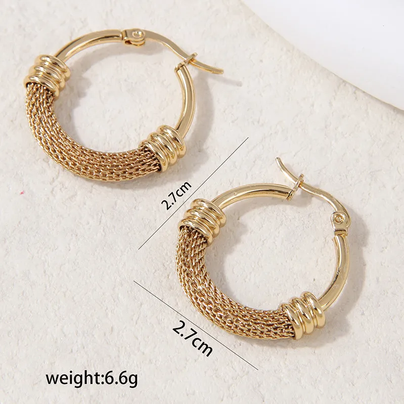 New Hip Hop Stainless Steel Earrings Women Jewelry Gold Color Hoops Earrings Fashion Jewelry Elegant Women\'s Hoop Ladies Gift