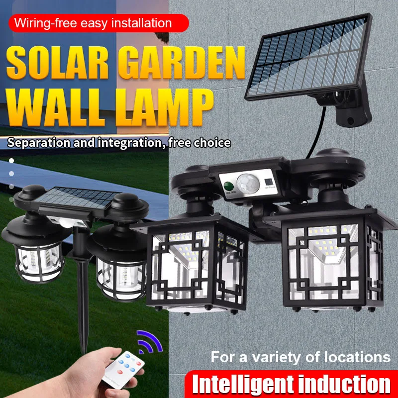 Double Heads Solar Wall Lights 192COB 192LED 182LED 120LED Split One-piece Waterproof Motion Sensor Solar Lawn Light