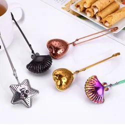 Multi Style Tea Strainer Star Heart Shell Shape Practical Snap Stainless Steel Mesh Tea Infusers Teaware Kitchen Accessories