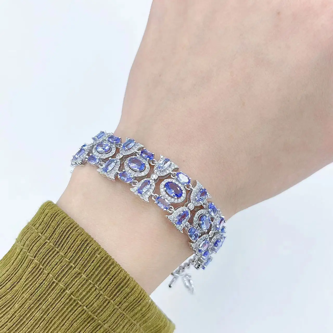 

Tanzanite Bracelet 925 Sterling Silver, White Gold Plated Violet Blue Gemstone Jewelry