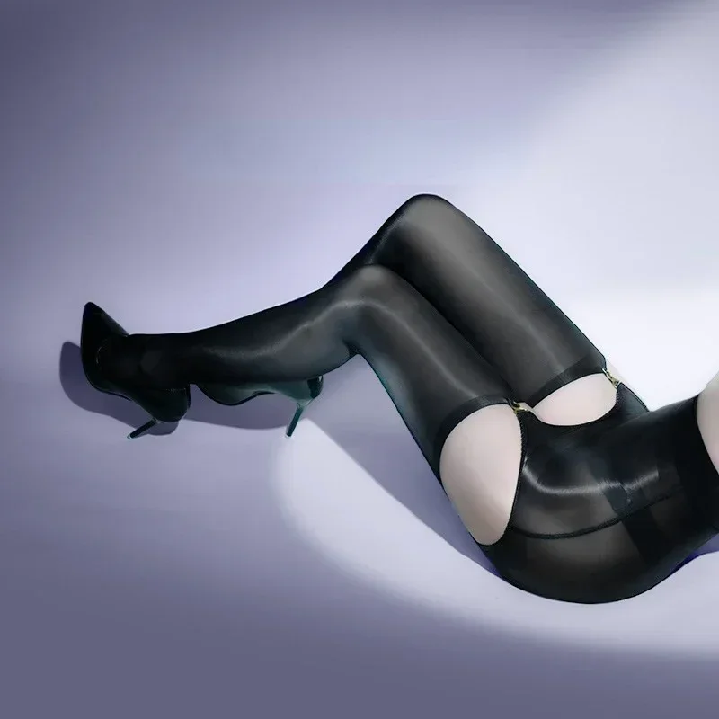 

Sexy Women 8D 912 Pin Detachable Pantyhose Oil Glossy Shiny Stockings Sexy Sheer See Through Pantyhose Hollow Out Garters Tights