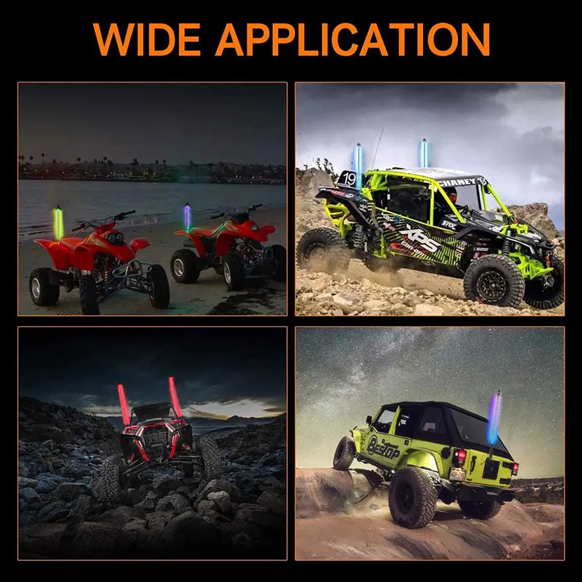 2 In 1 30CM LED Whip Light RGB Symphony ATV SUV Motorcycle Pickup Off Road Car Flagpole lamp LED Decorative Light Bar