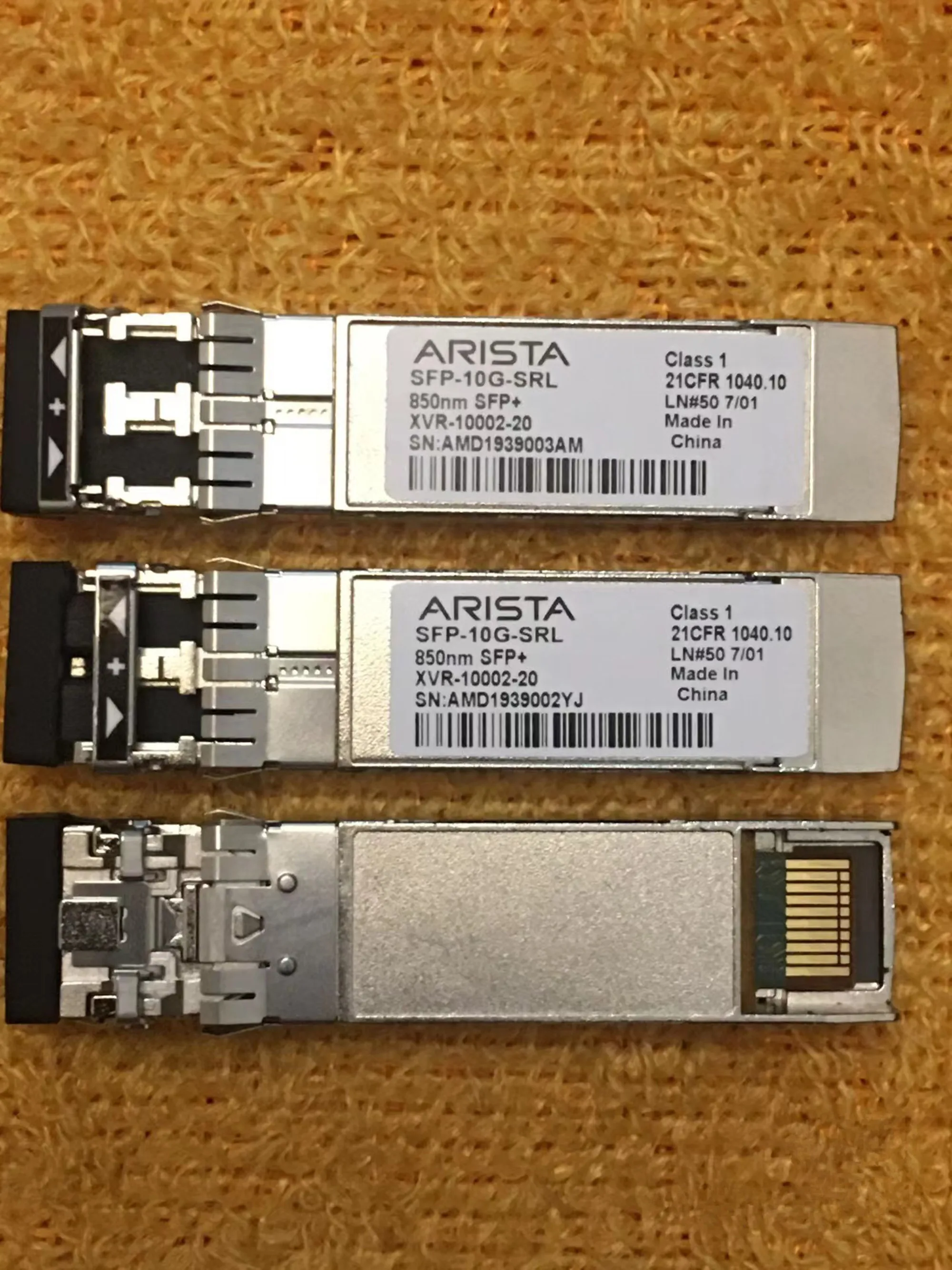 Arista-interruptor ótico da fibra multimodo do módulo, SFP-10G-LCR, 850NM, SFP + XVR-10002-20, 10GB