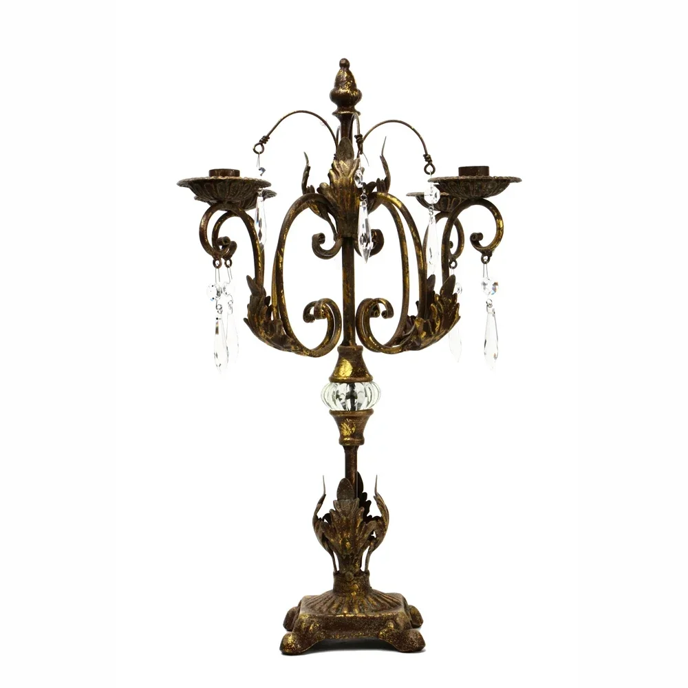 European style retro vintage candlestick ornament with four metal heads