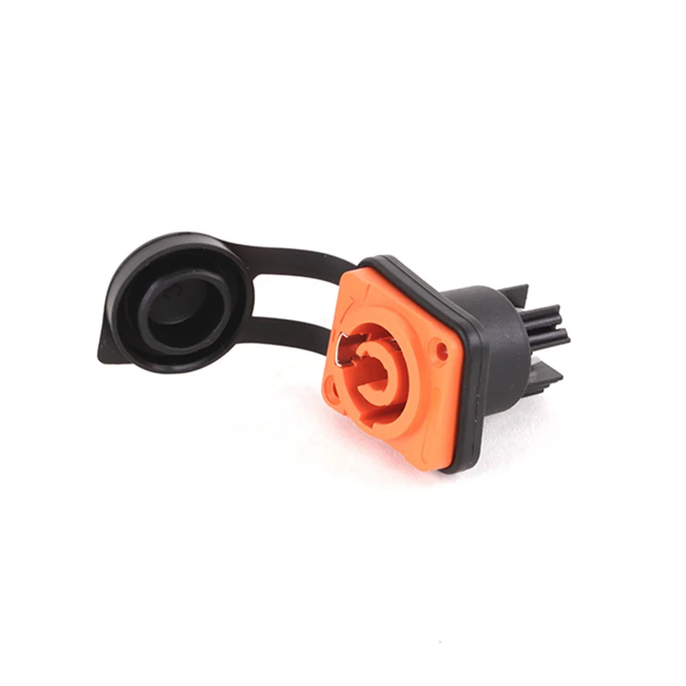 1pc Waterproof Powercon Connector NAC3MPA-1, 3 Pins 250V 20A, Female Chassis Socket Panel Mount, Orange Color
