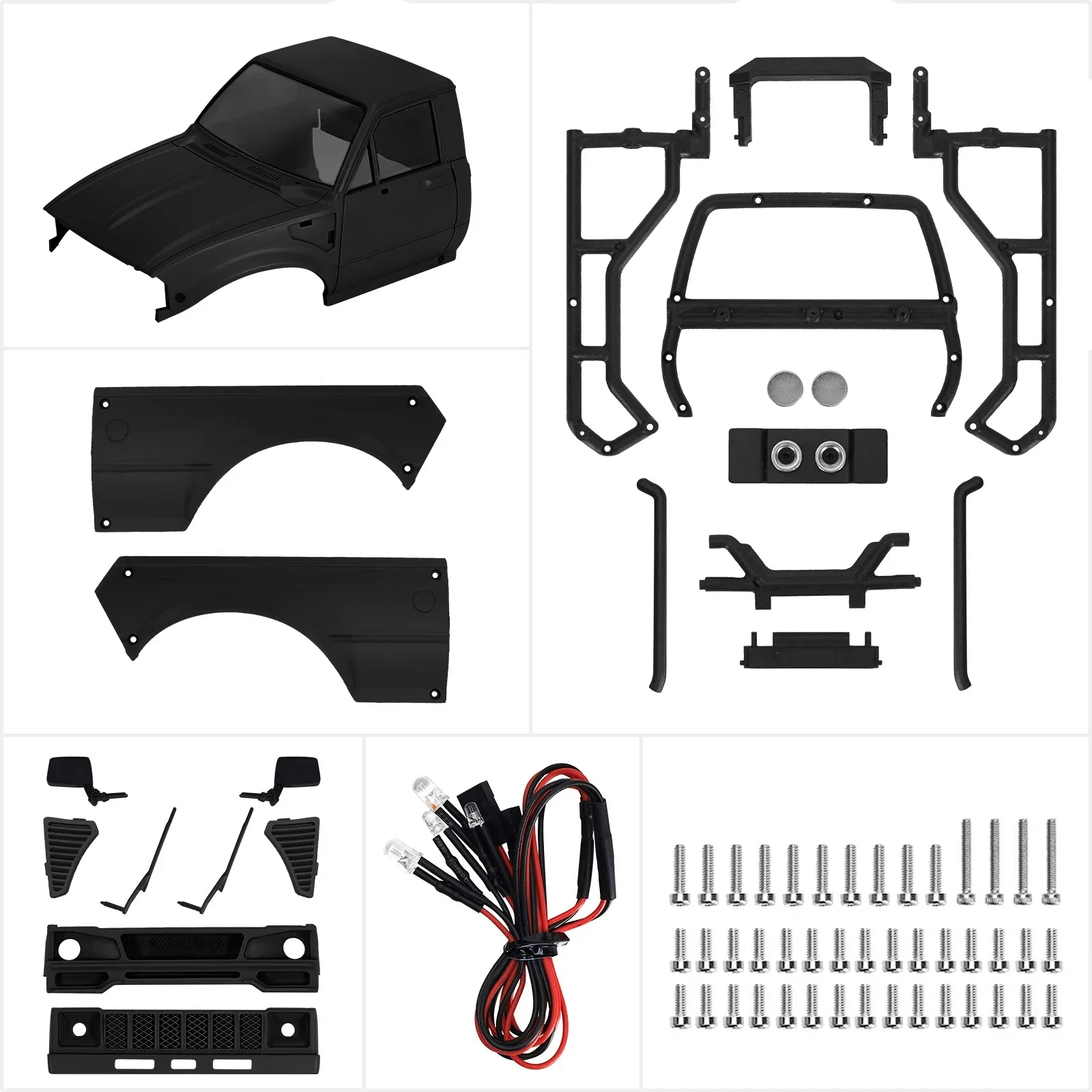 INJORA IR60-24 Pickup Hard Body Shell ze stojakiem na łóżko dla 1/24 RC Crawler Axial SCX24 C10 Bronco Jeep Wrangler Base Camp