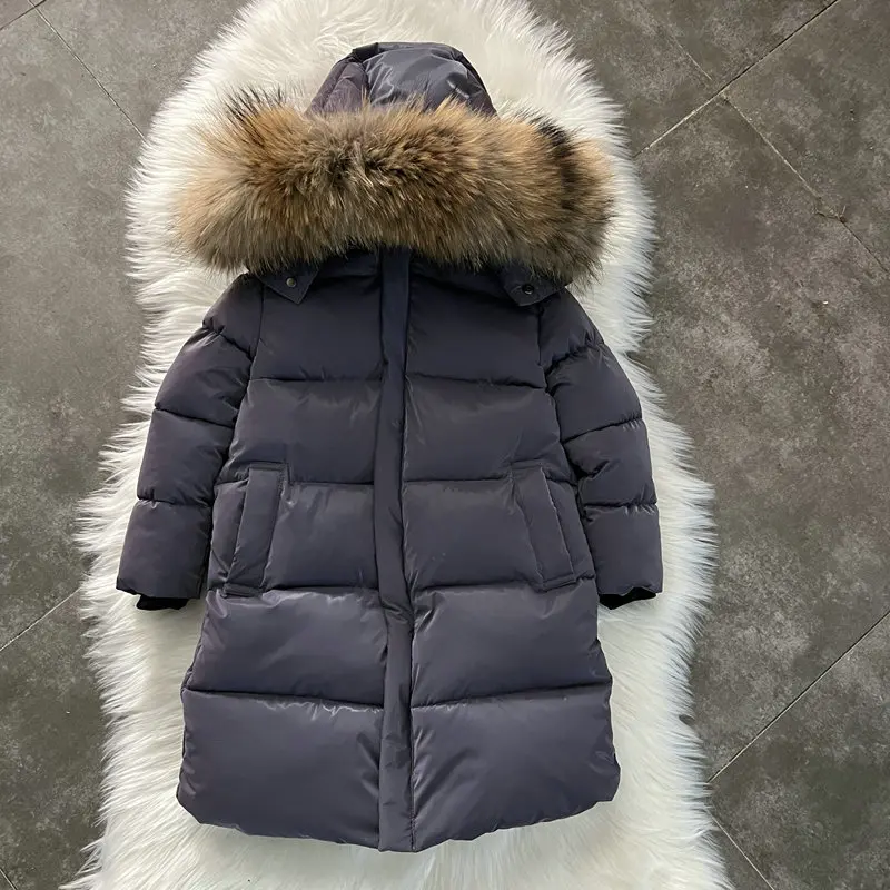 2024 Girl Winter Jacket Real Fur Waterproof Hooded Long Girl Winter Outerwear Coat 2-11 Years Teenage Boys Parka Snowwear