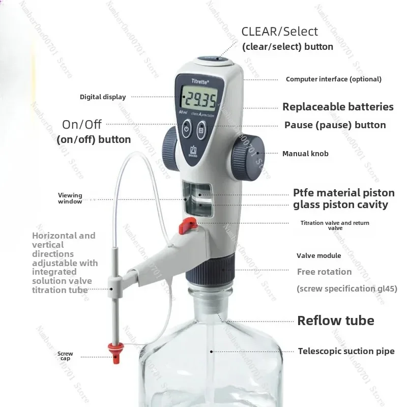 Digital Bottle Mouth Titrte Bottle Mouth Digital Display Titrator 10 25 50ml