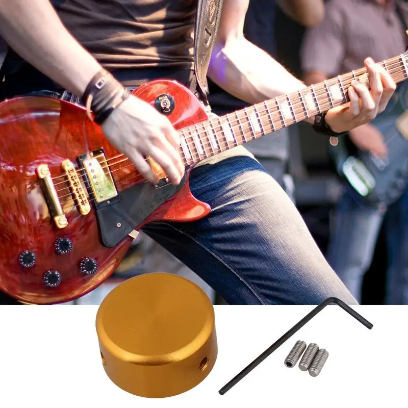 Tapa de clavo para pie de guitarra, perilla de potenciómetro de aleación de aluminio con perillas de llave, kits de herramientas con 3 tornillos, perillas de guitarra de fácil instalación