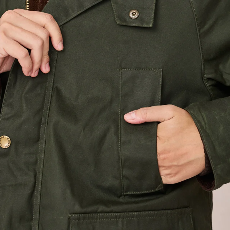 AMEKAJI الأمريكية خمر أزياء الرجال بدوره إلى أسفل طوق كم طويل عارضة العصرية بلون متعدد جيب سترة الذكور معطف أعلى #3