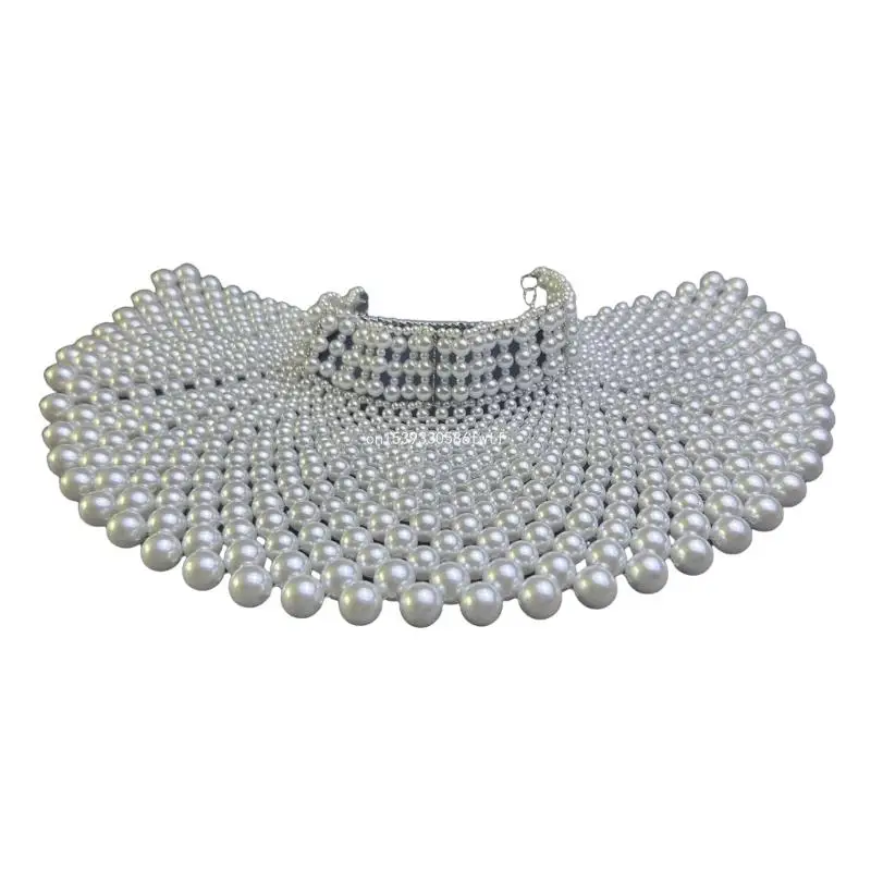 

Unique Beaded Pearls Necklace Collar for Women Fashionable Statement Jewelry Dropship