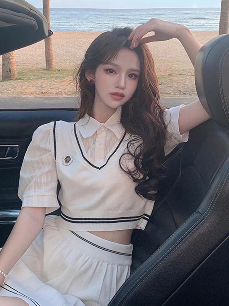 2025 Ragazze coreane giapponesi JK Abito uniforme Nuovo stile college Gonna a pieghe Set Studenti dolci e fantastici Vestito da ragazza calda Estate