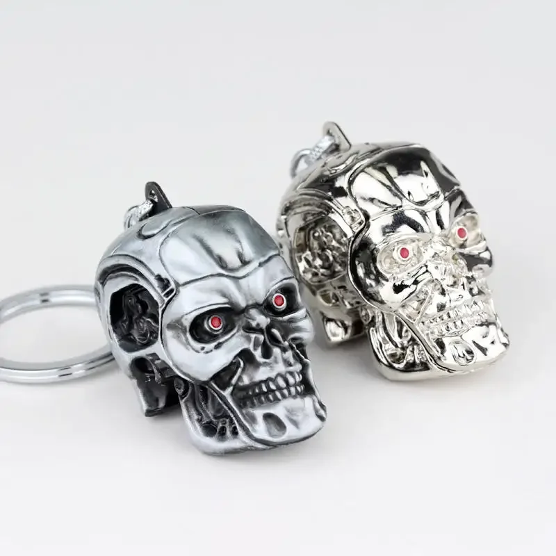 Vintage Charm Terminator Skull Head Keychain Men Women Fashion Pendant Keyring Jewelry Car Key Accessories