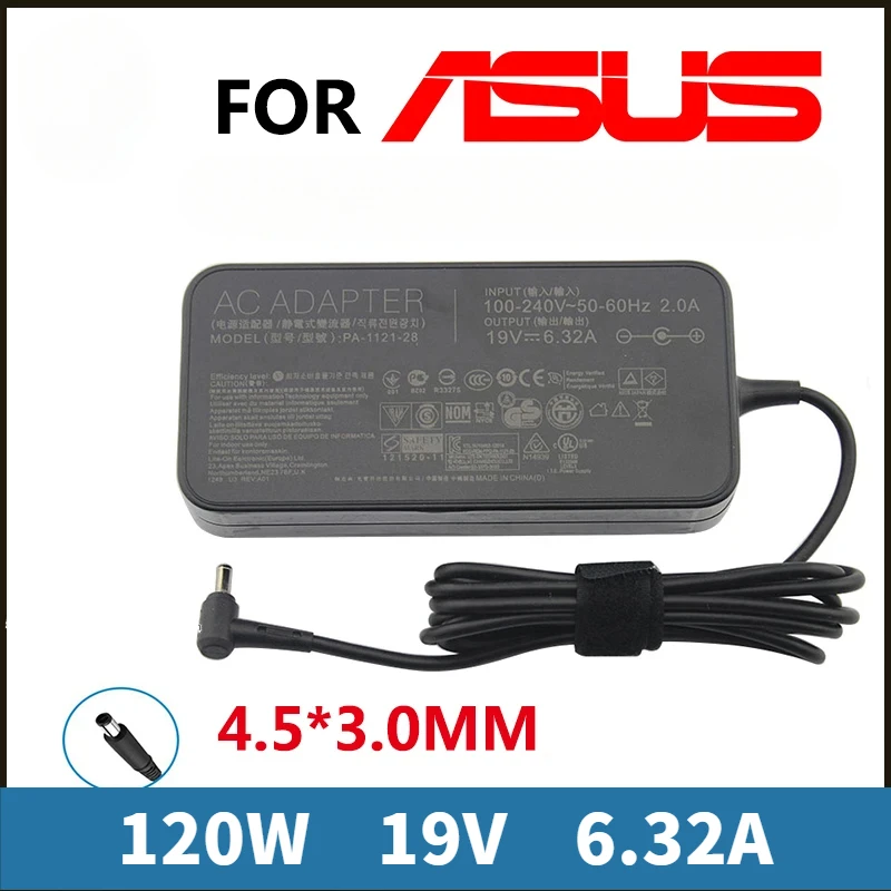 

Адаптер для ноутбука 120 Вт для ASUS ZenBook Pro PA-1121-28 ADP-120RH B ROG G501 G501J G501JW UX501J UX501V N501JW 19 В 6,32 А 4,5*3,0 мм