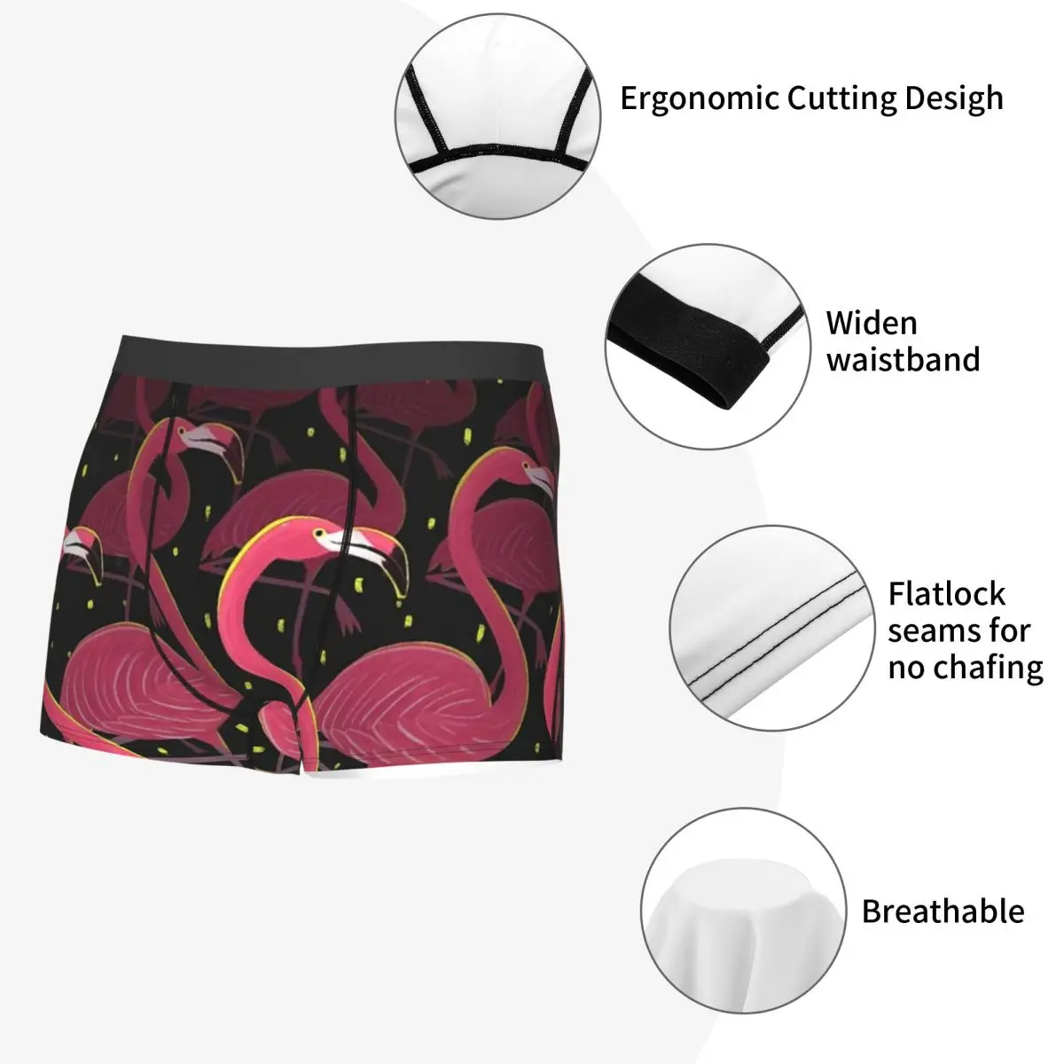 Boxer Underpants Shorts Flamingo Cactus Tropical Ruber Panties Men's Ventilate Underwear for Homme Man Boyfriend Gifts