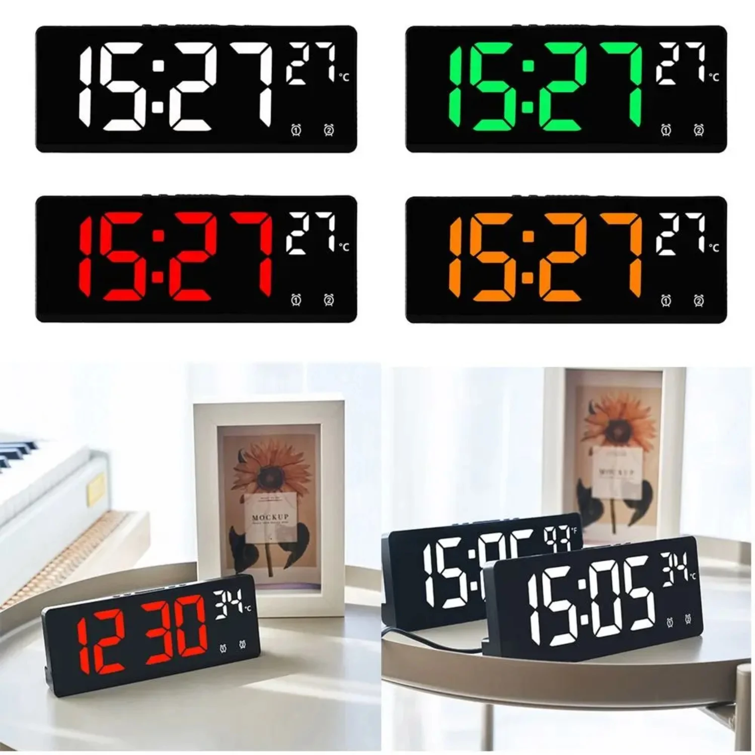 Voice Control Digital Alarm Clock Teperature Snooze Night  Desktop Table Clock 12/24H Anti-disturb Funtion  Clocks Watch