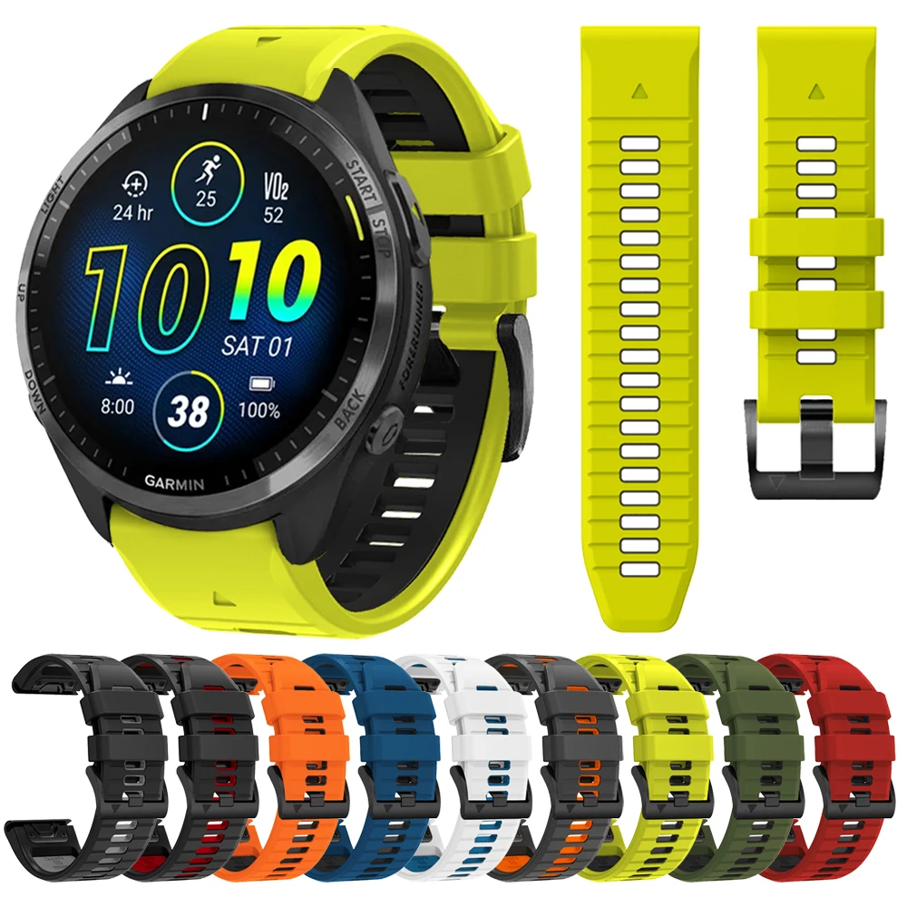 Two-Tone Sports Silicone Strap For Garmin Forerunner 965 955 Solar 945 LTE 935 745 QuickFit 22mm Watch Band Bracelet Accessories