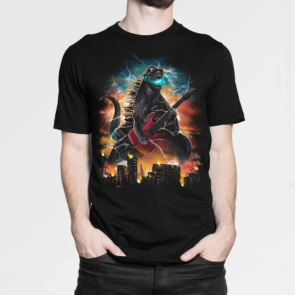 

Creative Lizard Monster Guitarist Rock and Roll T-Shirt 100% Cotton O-Neck Short Sleeve Summer Casual Mens T-shirt Size S-3XL