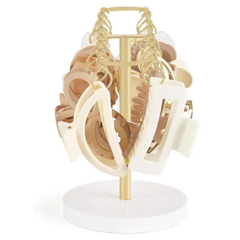 Présentoir multifonctionnel, support pour bandeaux, présentoir pour pinces à cheveux, support de rangement pour pinces à griffes en métal avec 16 crochets