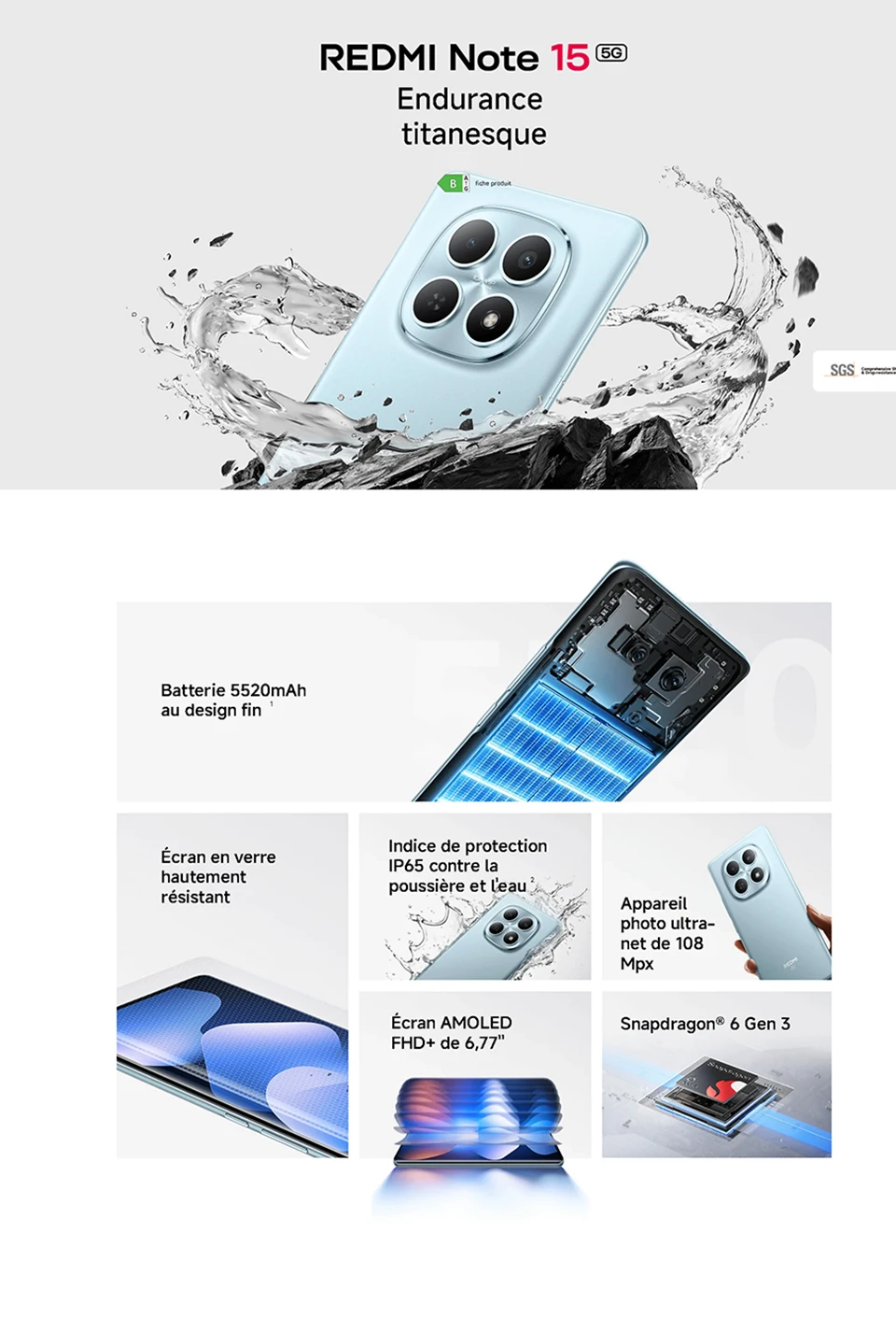 Xiaomi Redmi Note 15 5G, NFC, 6.77'' FHD AMOLED Display, 120 Hz, 108 MP Camera, 5520 mAh Battery, IP65
