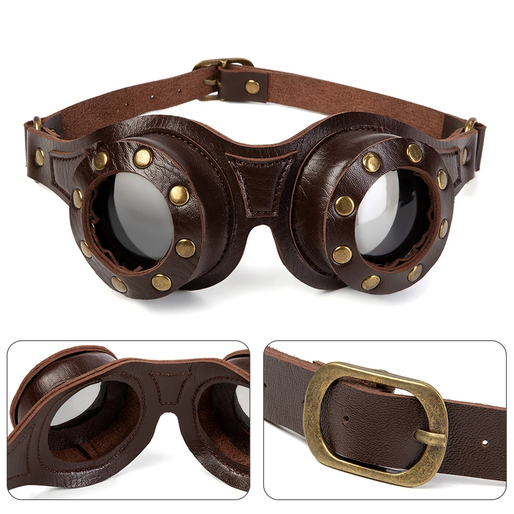 Steampunk Glasses Goggles Retro Cyber Motorcycle Goggles Easter Halloween Cosplay Prop Fancy Carnival Party Punk Gothic Eyewear