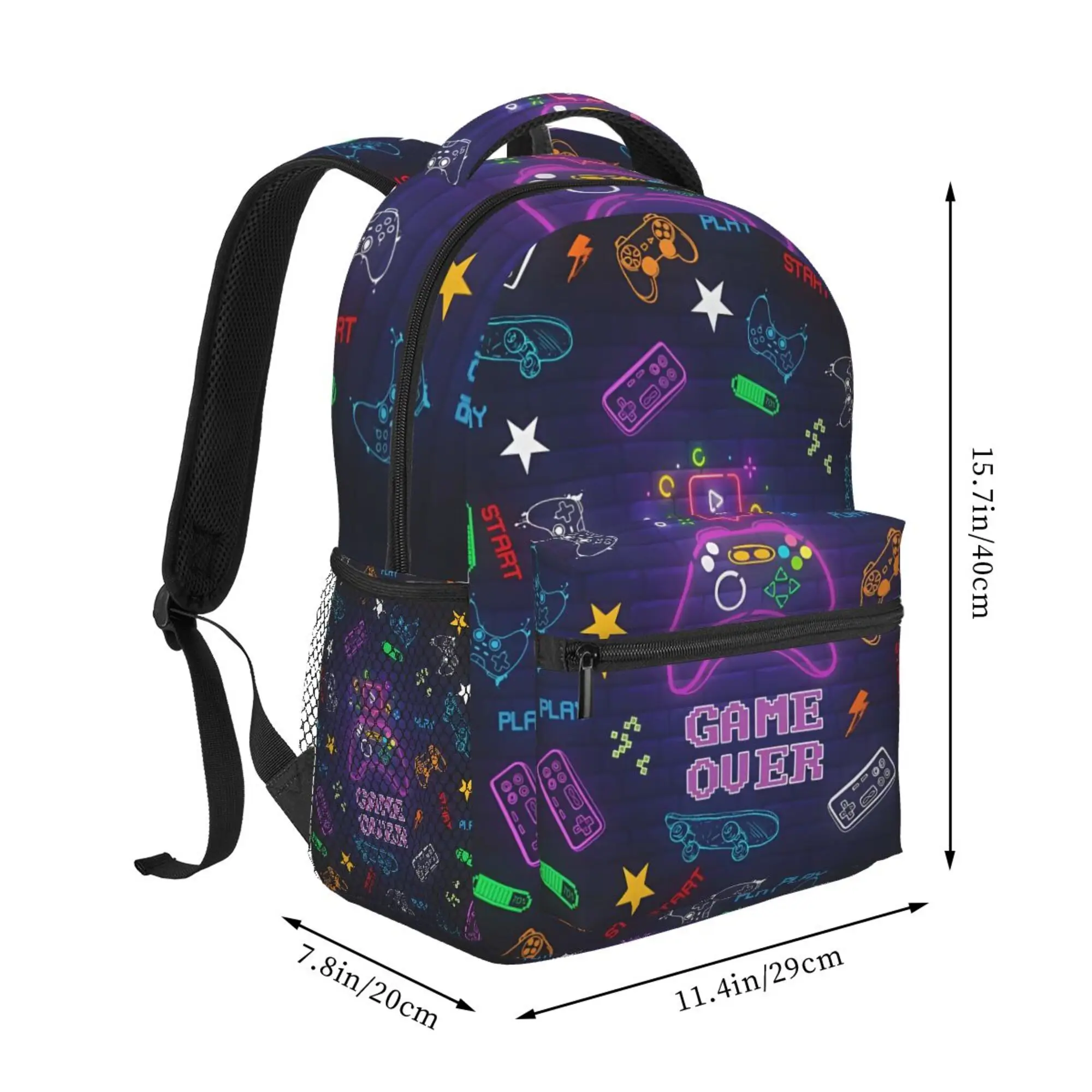 비디오 게임 컨트롤러 소년을위한 노트북 배낭 소녀 내구성 학교 컴퓨터 Bookbag 남여 여행 하이킹 캠핑 데이 팟