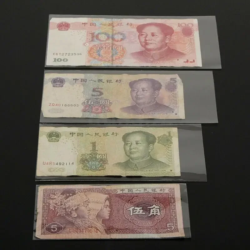 100 pcs 4 Size Banknotes Bag Currency Sleeves Holders For Paper Money Stamp Paper money bag