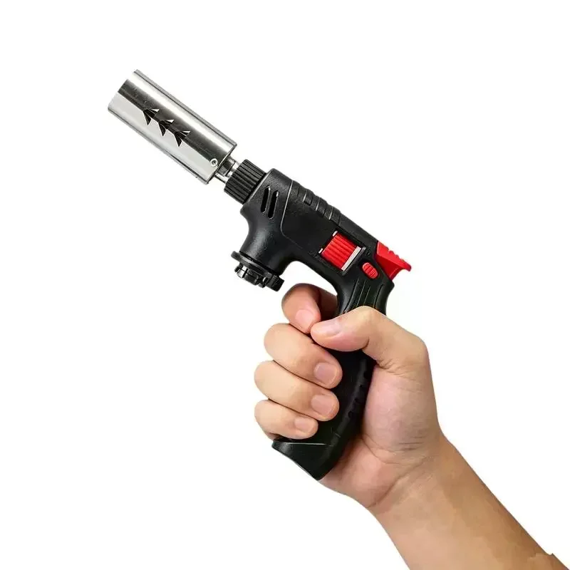 Butane Torch Gas Burner Portable Soldering Torch Adjustable Flame Windproof Metal Body BBQ Lighter Fire Starter Camping Kitchen
