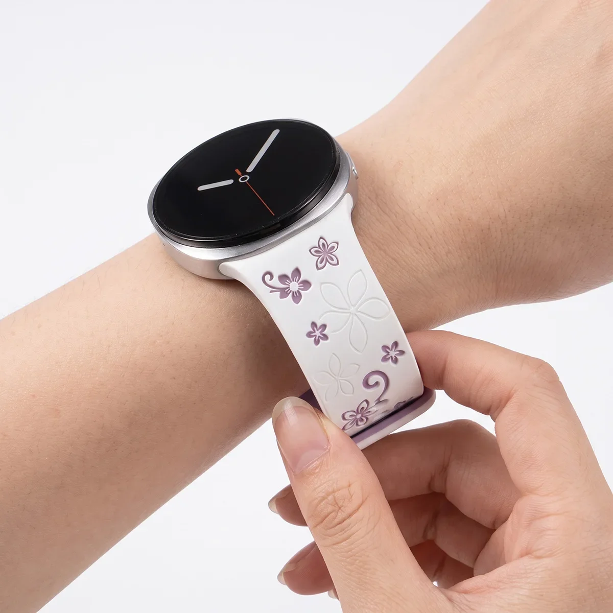 Bedrucktes Design-Armband für Samsung Galaxy Watch8 9 40 44mm Silikonband mit Gravur für Galaxy 8Classic 46 Blumenmuster-Armband – Detail 6