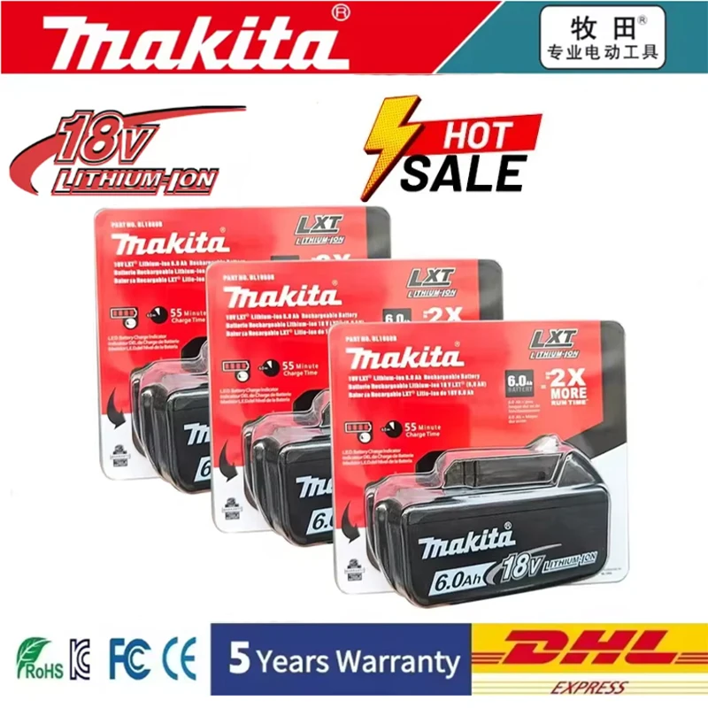 DTW700 DTD172 TW004G DTD171 Makita original 18V 6.0Ah battery DDF485 TW190 DTD172 LXT400 suitable formore Makita 18V tool drills