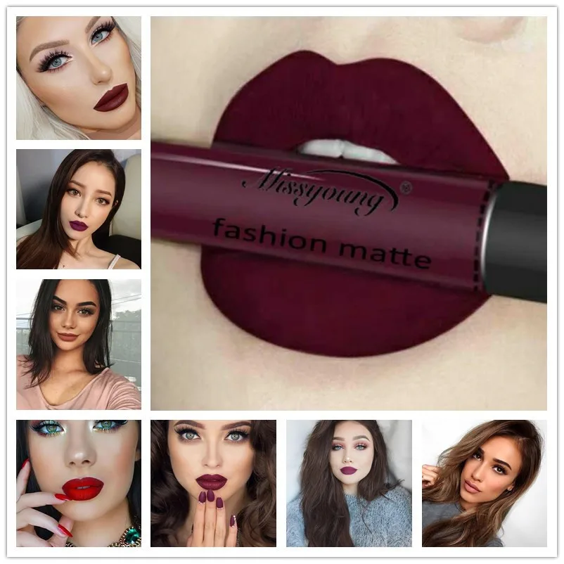 Missyoung Nieuwe Sexy Vloeibare Matte Lippenstift Non-Stick Cup Lipgloss Langdurige Sexy Fluwelen Nude Lipgloss Lippenstift Lippenstift Tint