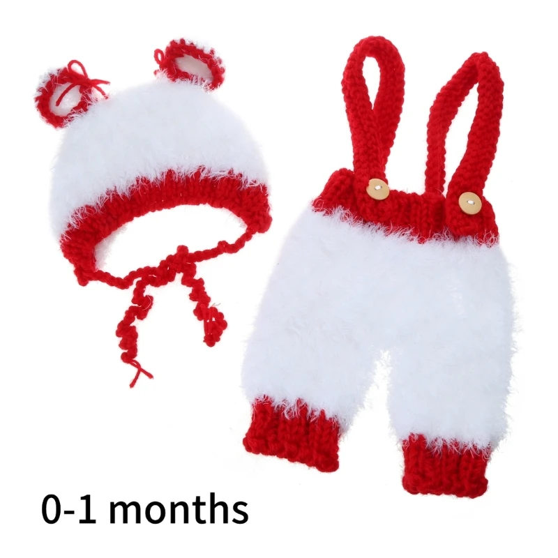 Infant Photography Outfit Hat Knit Bear Hat Costume Pants Photostudio Props Baby Photo Costume Newborn Shower Gift