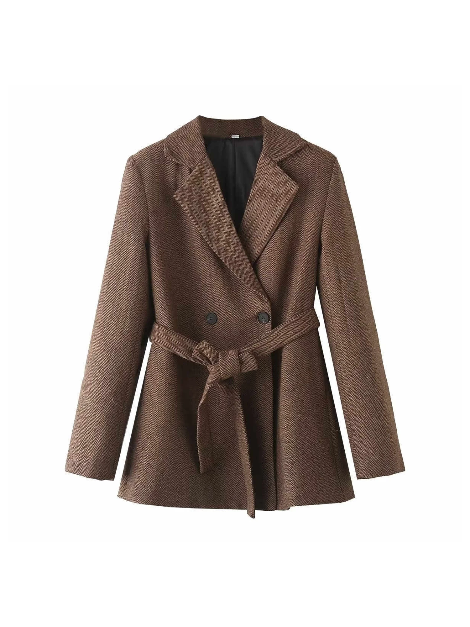 

Women's Brown Fitted Blazer Jacket Vintage Long Sleeve Outerwear Office Ladies Suit Coat Harajuku Y2k 2000s Clothes Autumn 2025