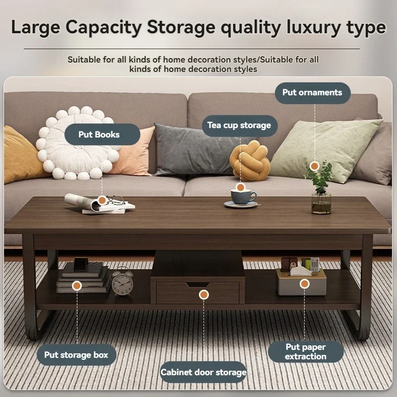 Mesa de Centro Moderna y Minimalista, para Apartamentos Pequeños, Sala de Estar, Sofá, Balcón Adjunto, Mesa de Té, Habitación de Alquiler, Mesa de Té Rectangular