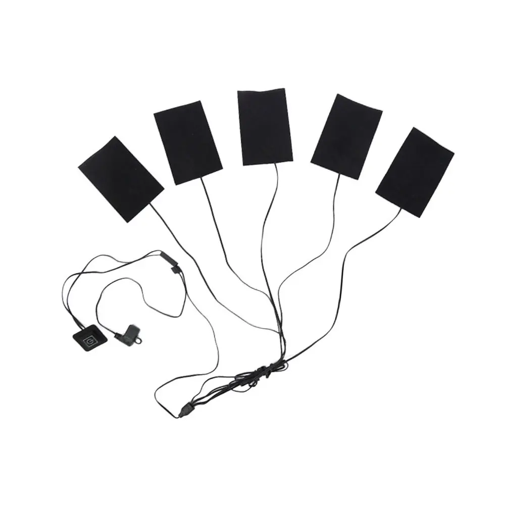 

5 in 1 USB Electric Heating Pad for Vest Blanket Car Cushion Carbon Fiber Heated Mat with 3-Level Temperature Control Black 5V