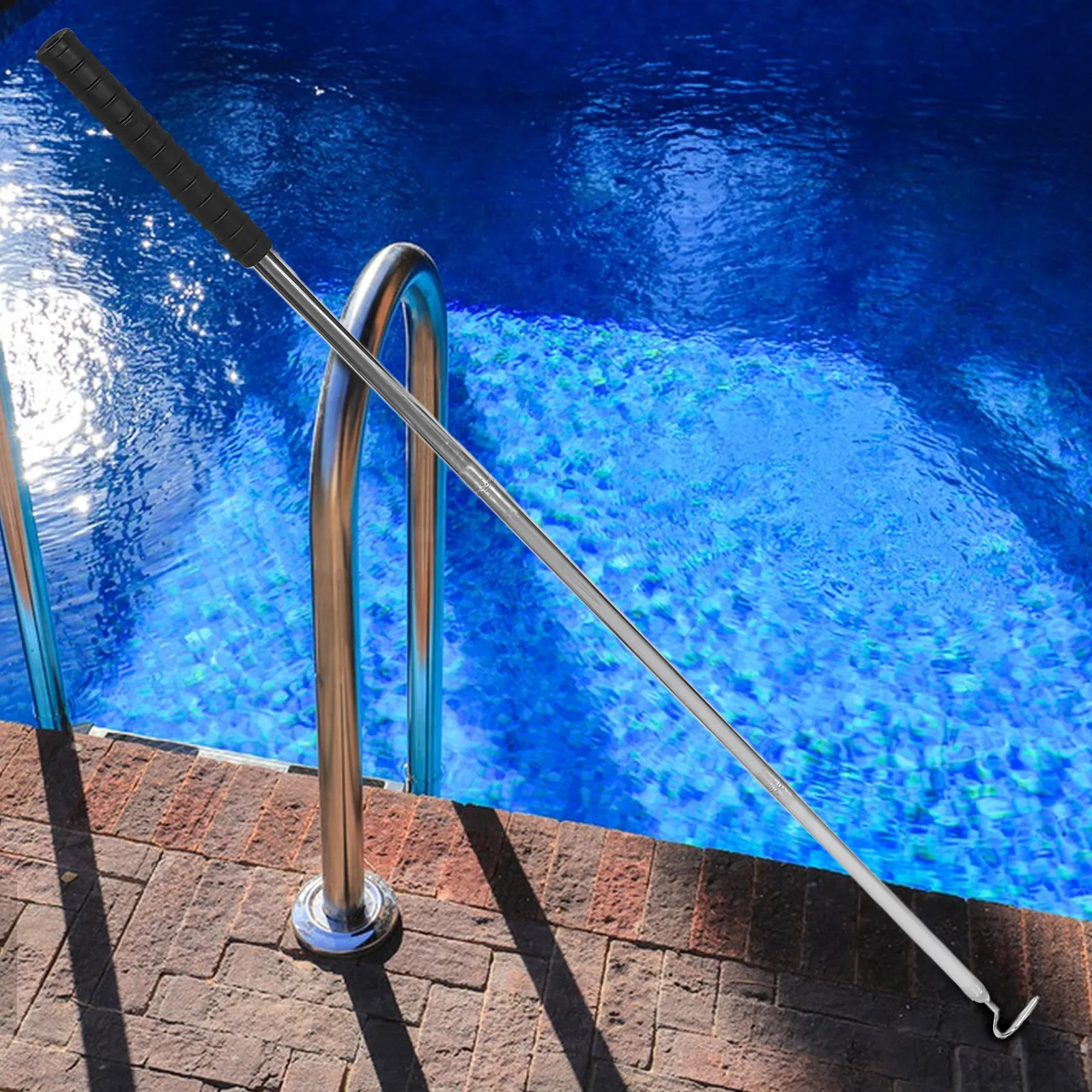 

Heavy-Duty Stainless Steel Pool Hook Detachable Handle Lift Skimmer Basket Pool Tool Handle for Cleaning Hooks with Handles