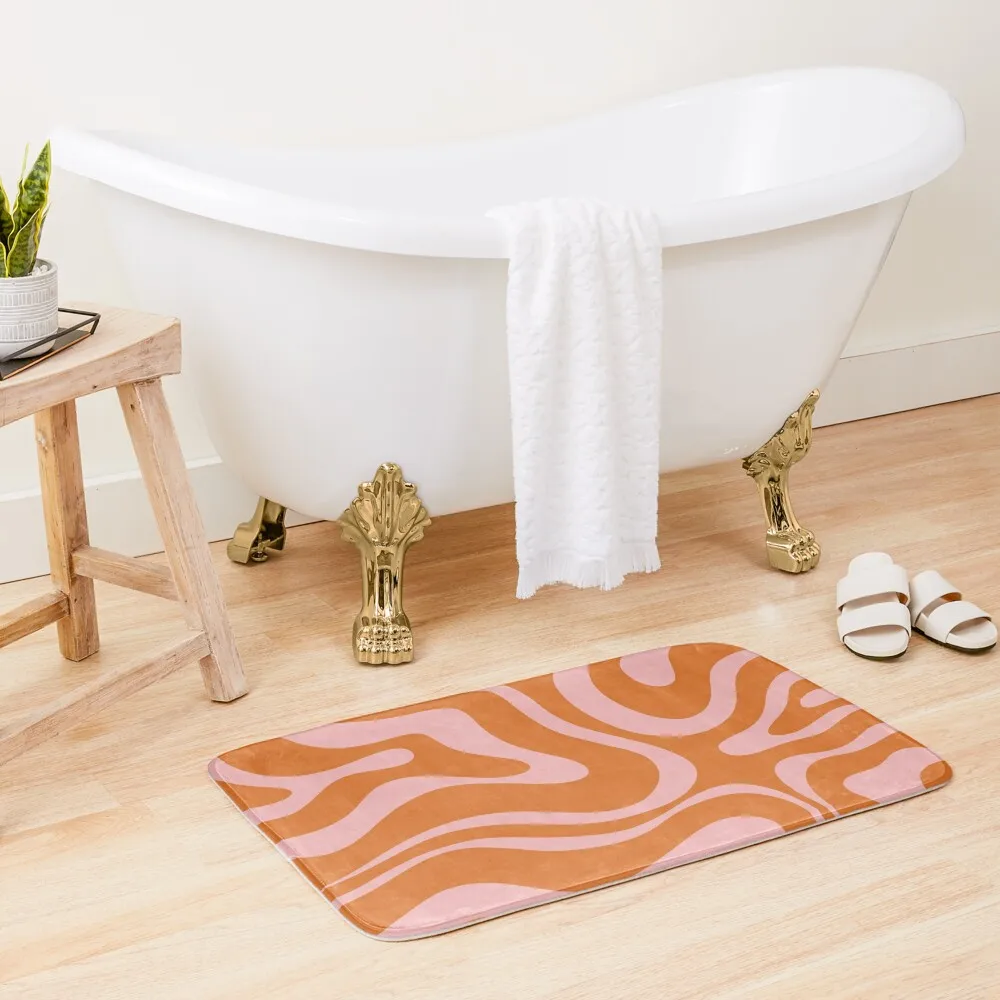 

Liquid Candy Retro Abstract Pattern in Pink and Orange Bath Mat Bathroom Accessory Bathroom Foot Mat