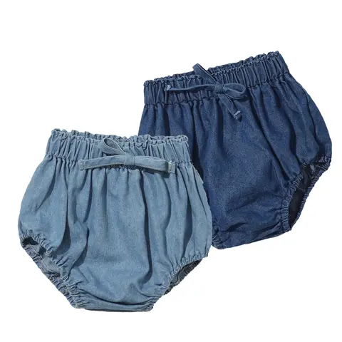 Newborn Baby Denim Bloomers Shorts Soft Cozy Cotton Toddler Boys Girls Summer Shorts Pants with Pockets Kids Clothing 0-3T